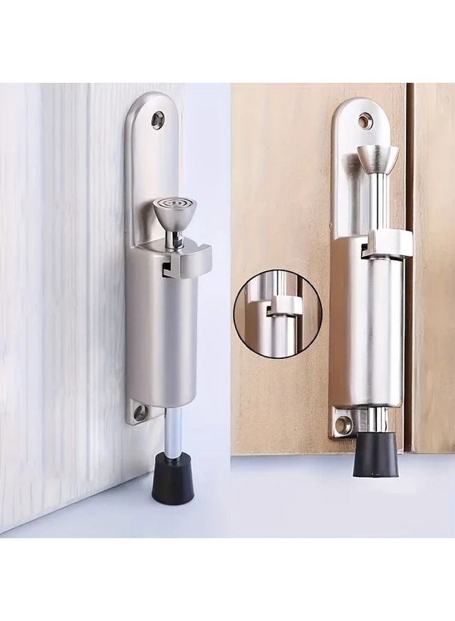 قطعتان من مثبت الباب المخفي سبيكة الزنك الفضي القابل للتعديل المضاد للاصطدام مع لاصق ومسامير - Image 2