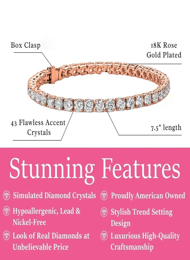 Cate & Chloe Olivia 18k Rose Gold-Plated Tennis Bracelet with Round Cut Simulated Diamond Crystals, Elegant Jewelry for Women, Gift for Her on Christmas, Birthday, Anniversary - Image 2