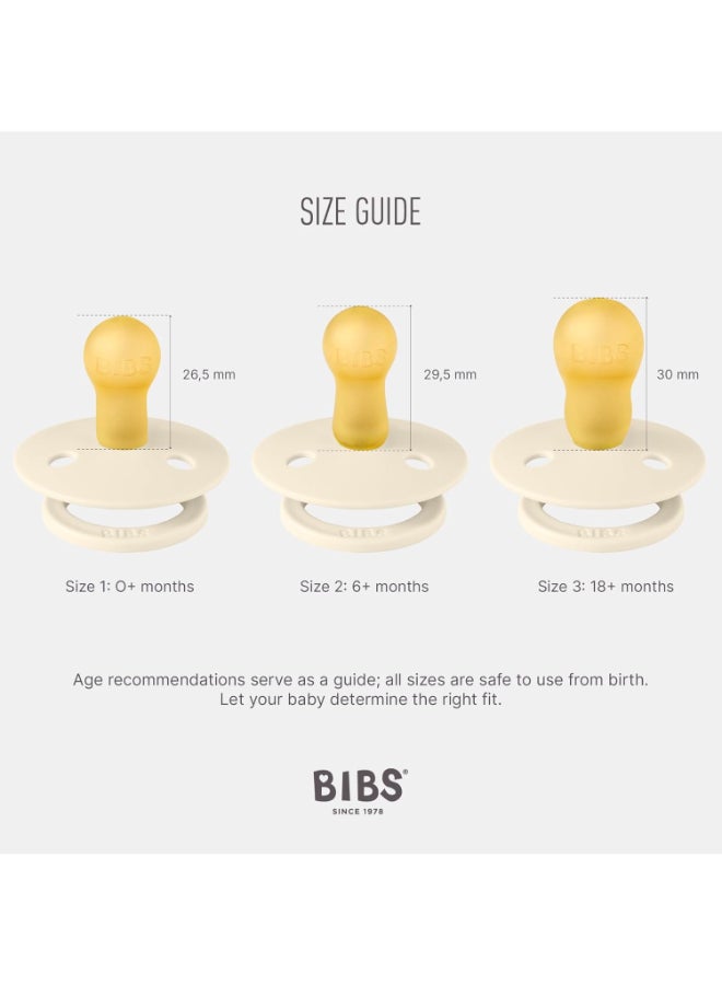 BIBS Pack of 2 Colour Soother Bpa Free Dummy Pacifier, Round Natural Rubber Latex, Size 2 6 To 18 Months , Honey Bee/Olive - Image 2
