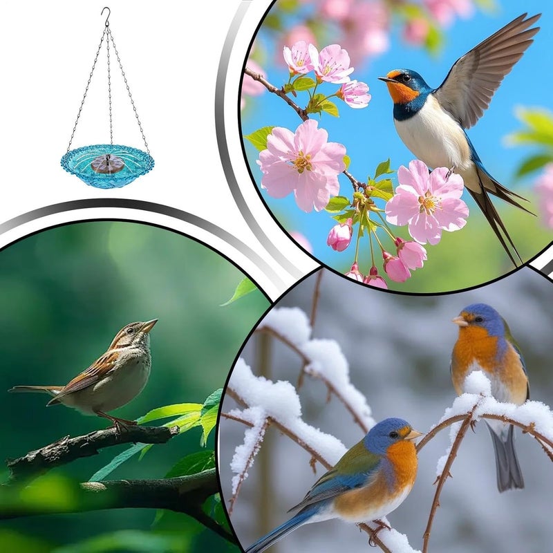 Bird Baths for Outdoors, Hangable Water Bowl, Solar Bird Bath for Outside, for Robin Sparrow Backyard Garden Landscaping Yard Balcony Courtyard - Image 4
