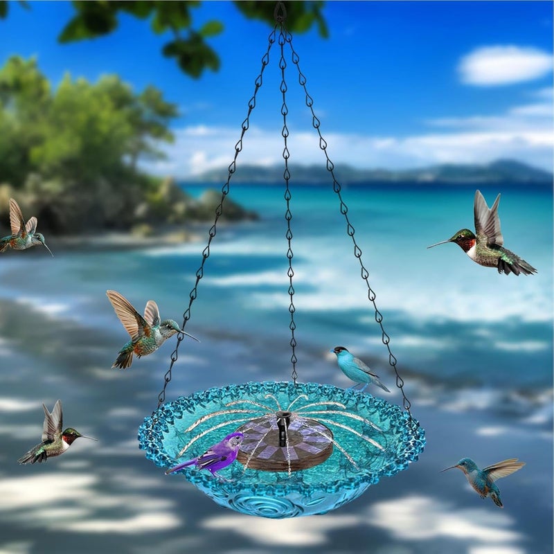 Bird Baths for Outdoors, Hangable Water Bowl, Solar Bird Bath for Outside, for Robin Sparrow Backyard Garden Landscaping Yard Balcony Courtyard - Image 3