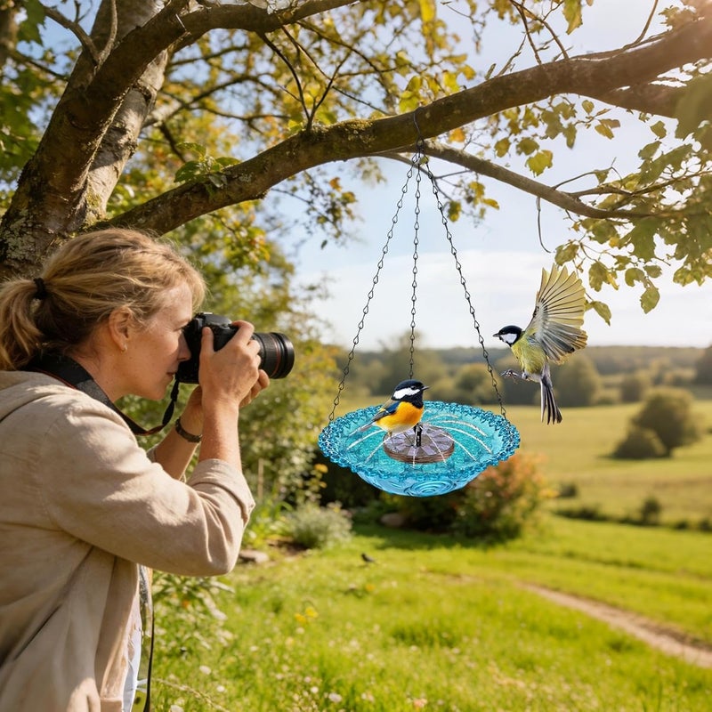 Bird Baths for Outdoors, Hangable Water Bowl, Solar Bird Bath for Outside, for Robin Sparrow Backyard Garden Landscaping Yard Balcony Courtyard - Image 2