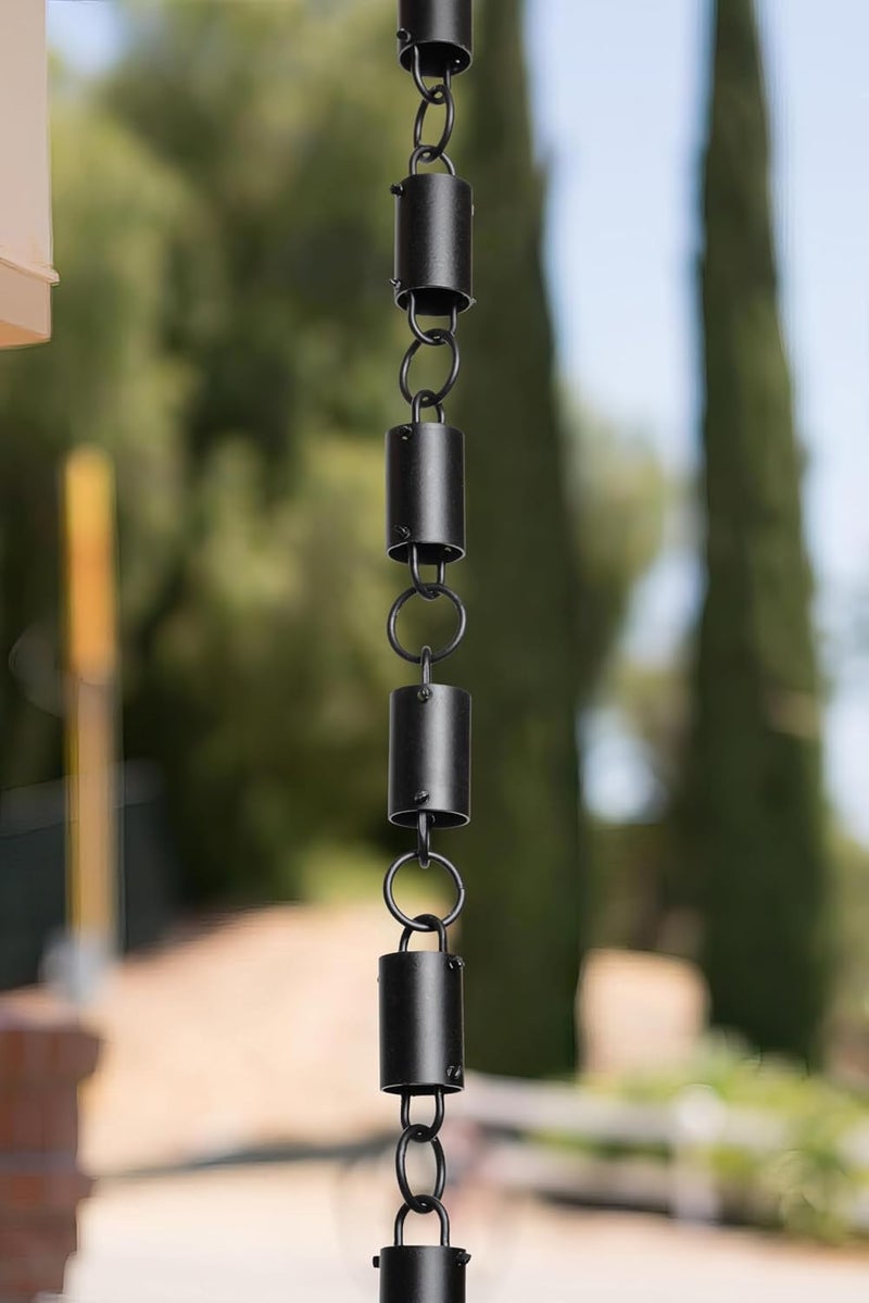 Monarch Rain Chains Aluminum Cylinder Rain Chain, 8.5 ft Black Powder Coated Aluminum Decorative Rain Catcher Chain for Gutters, Aluminum Rain Gutter Replacement Downspout - Image 3