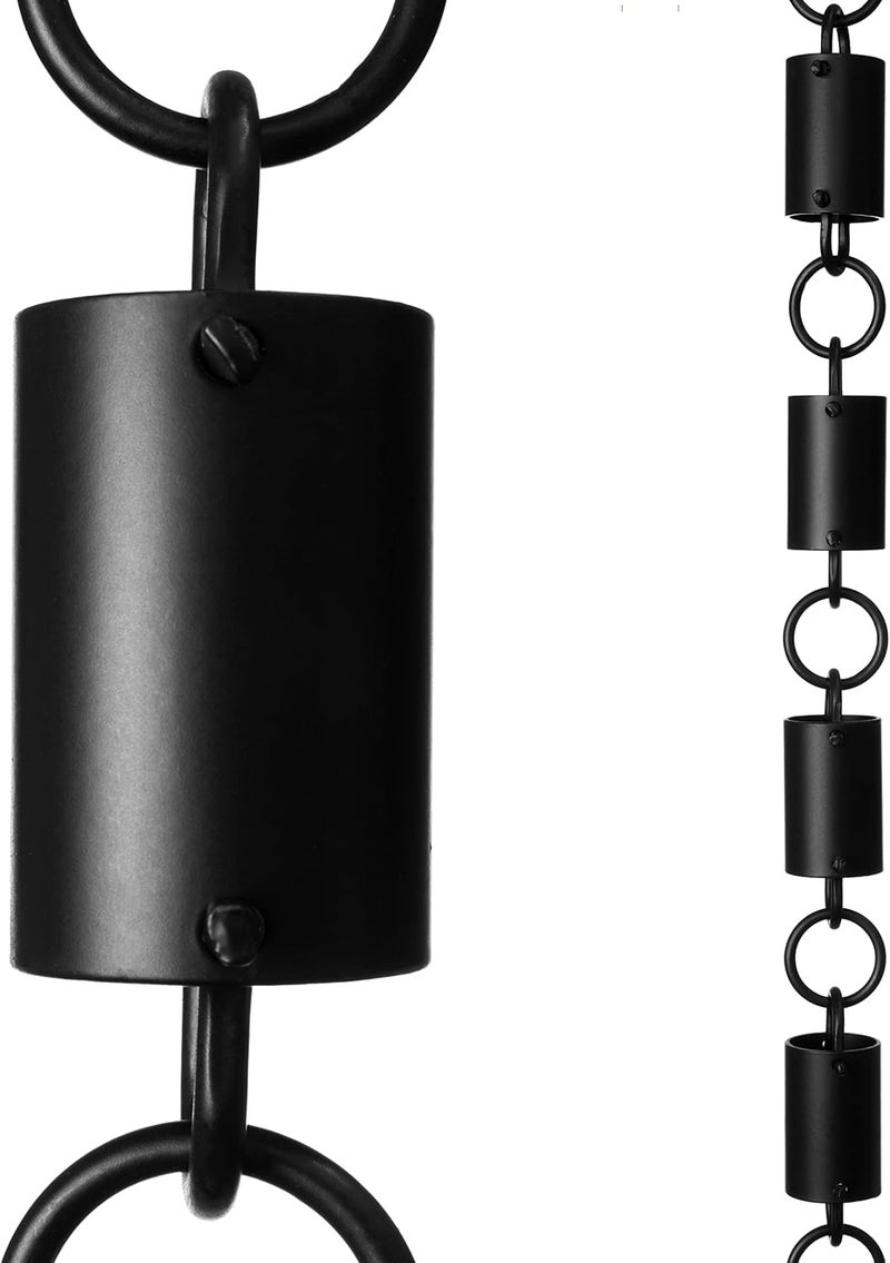 Monarch Rain Chains Aluminum Cylinder Rain Chain, 8.5 ft Black Powder Coated Aluminum Decorative Rain Catcher Chain for Gutters, Aluminum Rain Gutter Replacement Downspout - Image 1