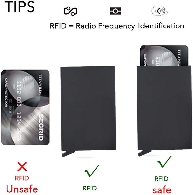 ALKAYAN Credit Card Holder Wallet with RFID protection, One Click 6 Cards Slide Out- Black - Image 4