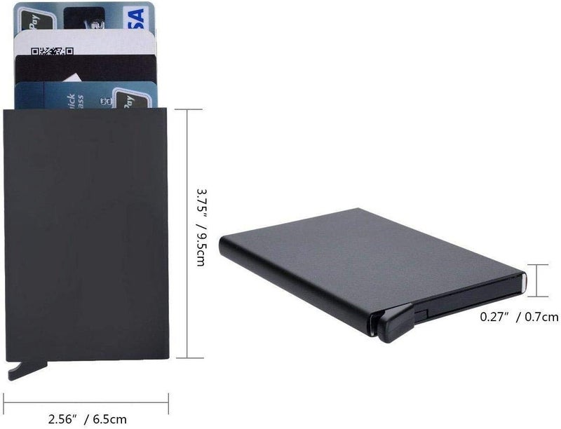 ALKAYAN Credit Card Holder Wallet with RFID protection, One Click 6 Cards Slide Out- Black - Image 3