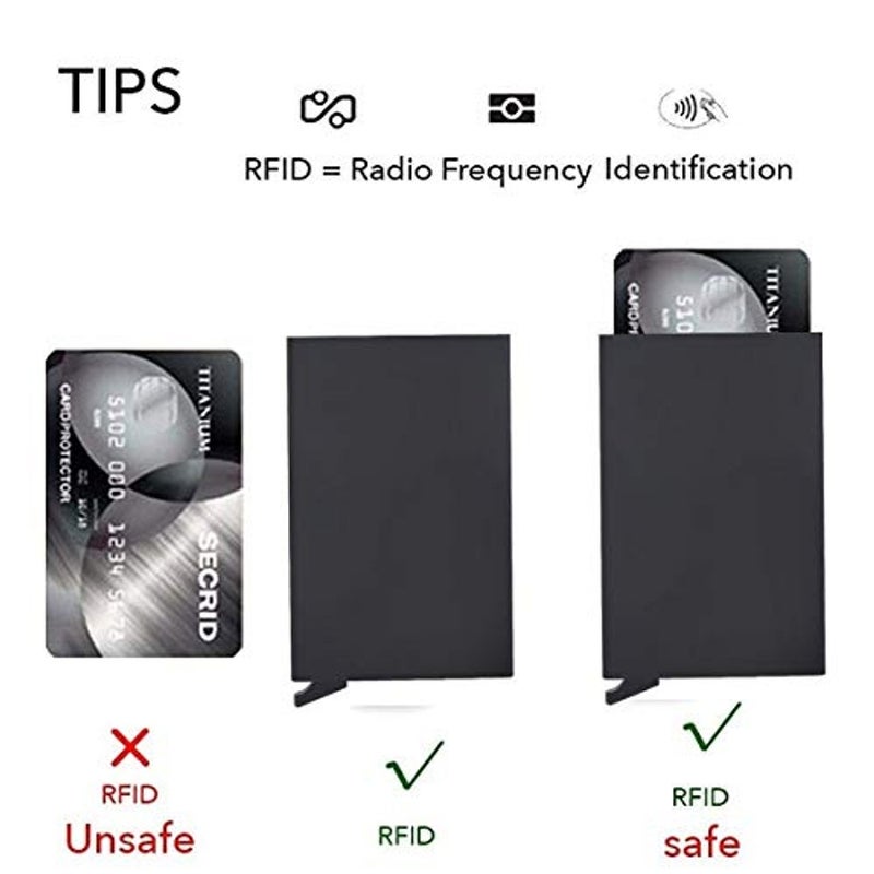 ALKAYAN Credit Card Holder Wallet with RFID protection, One Click 6 Cards Slide Out- Black - Image 5