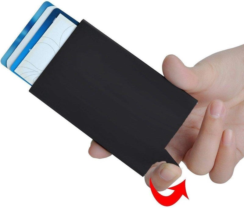 ALKAYAN Credit Card Holder Wallet with RFID protection, One Click 6 Cards Slide Out- Black - Image 2
