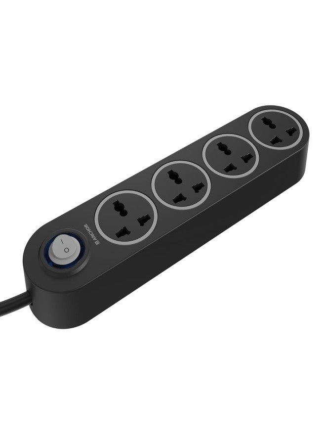 Anchor by Panasonic 4 Universal Socket Extension Board, 6A Spike Guard with 2-Meter Heavy Duty Cord for Home and Office Usage, 4 Way Power Strip with LED Indicator, Matt Finish - Image 2