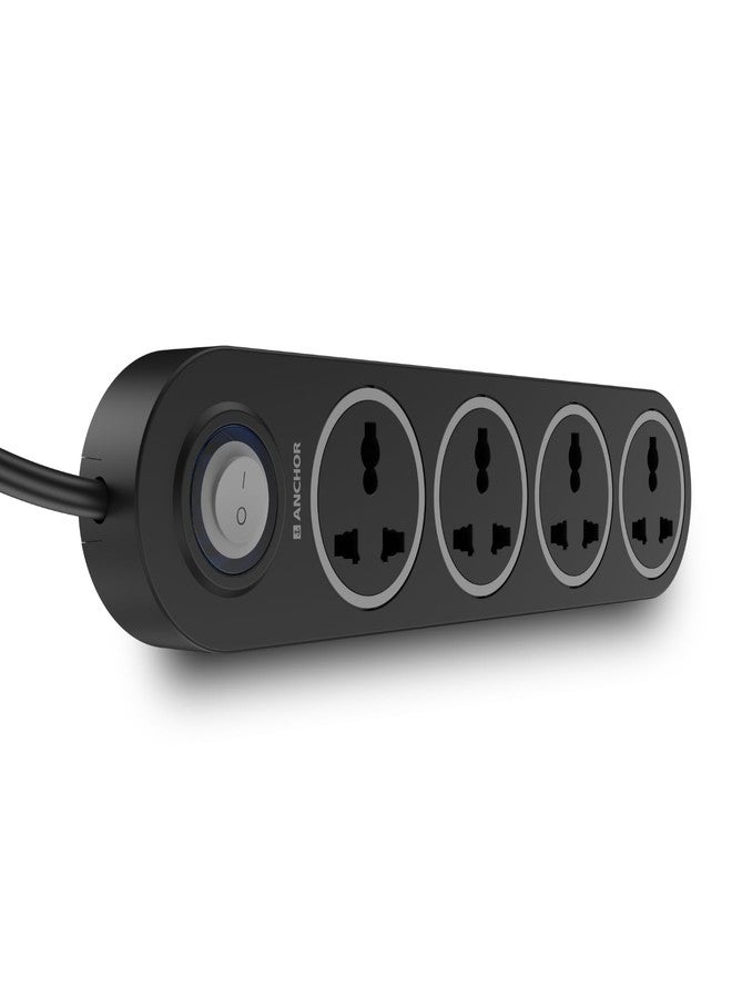 Anchor by Panasonic 4 Universal Socket Extension Board, 6A Spike Guard with 2-Meter Heavy Duty Cord for Home and Office Usage, 4 Way Power Strip with LED Indicator, Matt Finish - Image 1