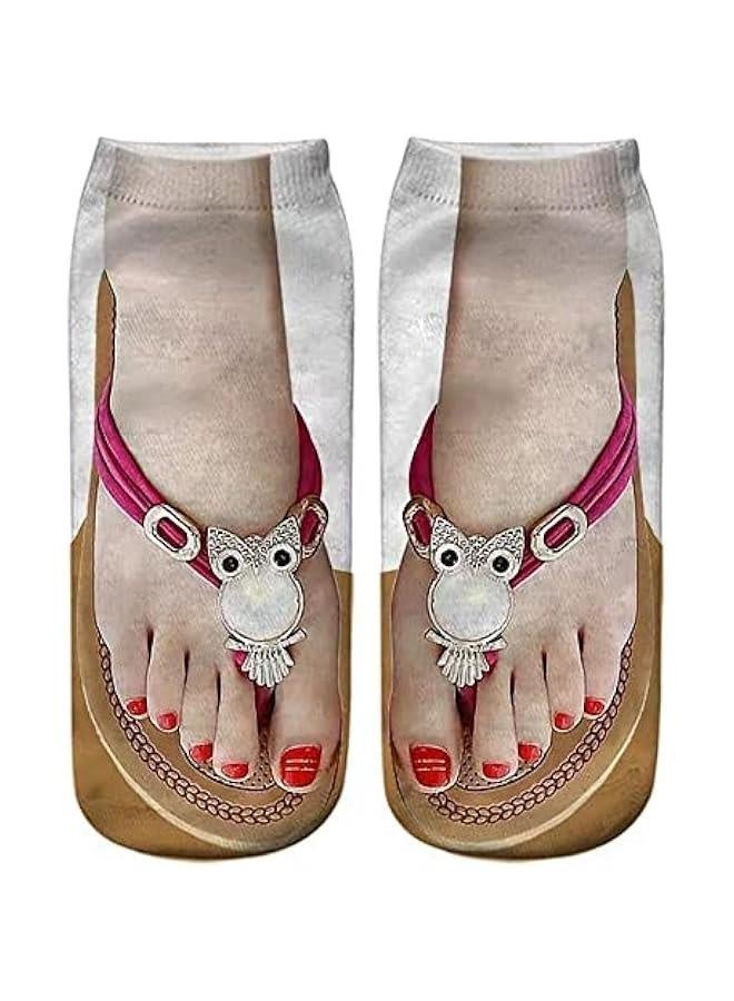 6 Pairs 3D Flip Flops Socks Novelty Ankle Socks Adult Casual Uni Socks Soft Cotton Hosiery Low Cut Ankle Sock(One Size,Multicolor) - Image 3