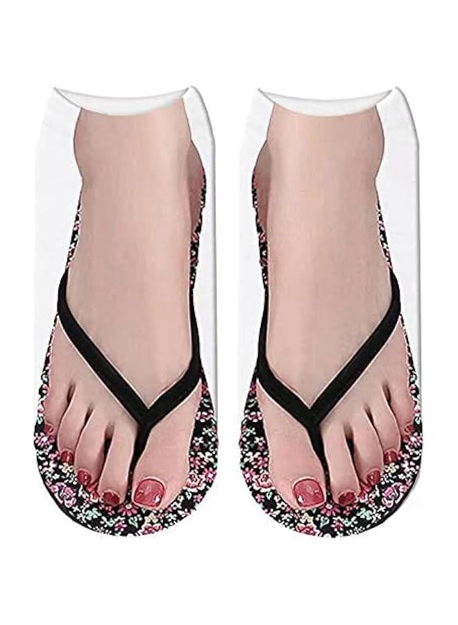 6 Pairs 3D Flip Flops Socks Novelty Ankle Socks Adult Casual Uni Socks Soft Cotton Hosiery Low Cut Ankle Sock(One Size,Multicolor) - Image 2