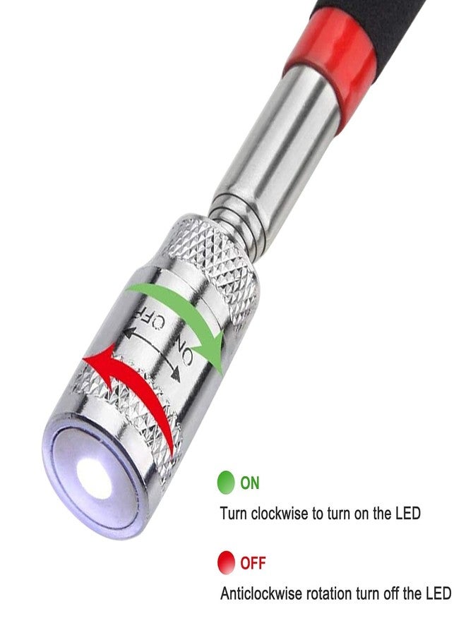 TERXA Telescoping Magnetic Picking Tool With LED Flash Light | Stainless Steel Magnet Stick | Hand Tool | Extendable Rod Stick | For Screws/Nut/Bolt/Auto Repair (Pack of 1,Multicolor) - Image 2