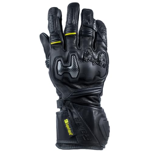 Raida Drift Evo Motorcycle Gloves | Full Leather | Carbon Fibre Knuckle | Superfabric Protection | Dual Velcro RaceFitLock |Track Inspired Riding Gloves (Hiviz, S) - Image 2