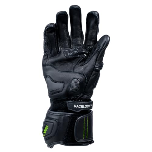 Raida Drift Evo Motorcycle Gloves | Full Leather | Carbon Fibre Knuckle | Superfabric Protection | Dual Velcro RaceFitLock |Track Inspired Riding Gloves (Hiviz, S) - Image 3