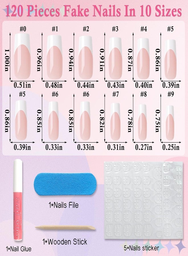 LuckForever 120pc French Tips Press on Nails - Medium Square, Black & White Tips, Full Cover Glue on Nails - Image 2