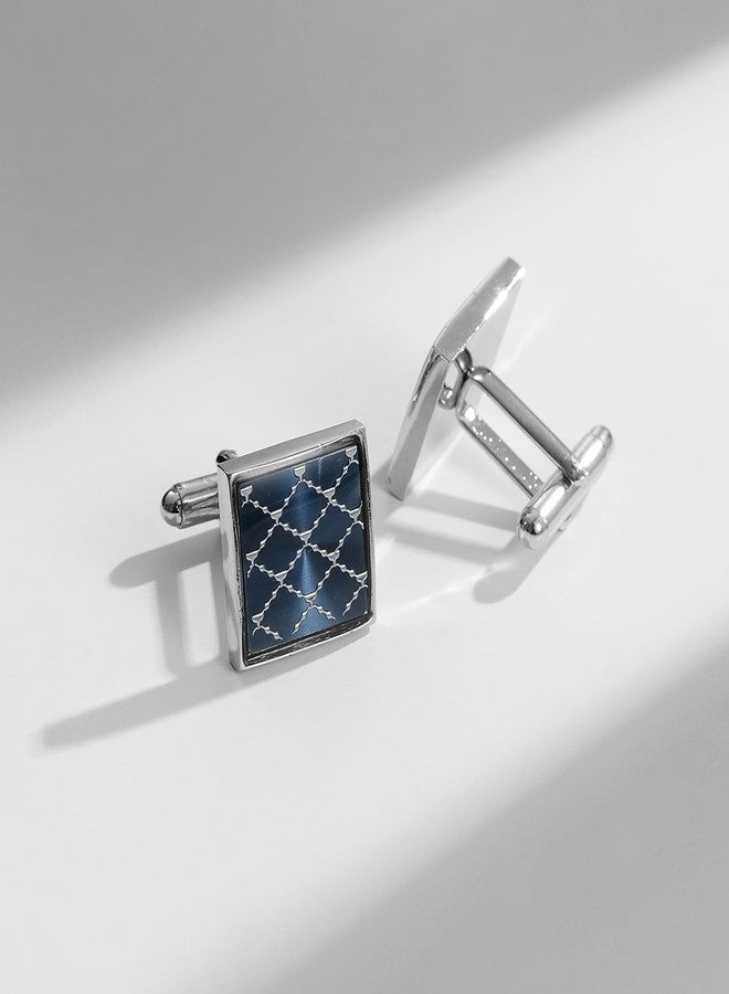UJOY Cufflinks and Tuxedo Studs Set Navy Blue Fashion Accessories for Men in Gift Box - Image 3