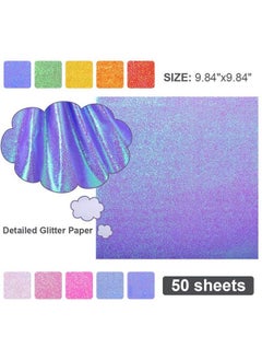 UCEC Glitter Origami Paper 50 Sheets Colored Origami Sparkly Paper Premium Craft Origami For Diy Puncher Gift Box Wrapping Birthday Party Decor Scrapbook 10 Colors Not Easy To Break  - Image 3