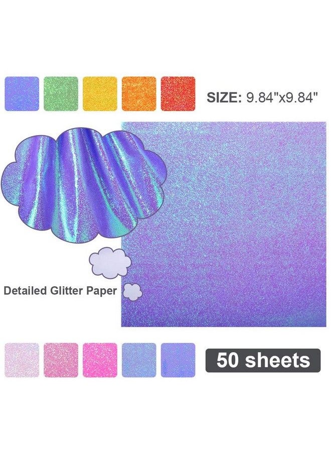 UCEC Glitter Origami Paper 50 Sheets Colored Origami Sparkly Paper Premium Craft Origami For Diy Puncher Gift Box Wrapping Birthday Party Decor Scrapbook 10 Colors Not Easy To Break  - Image 3