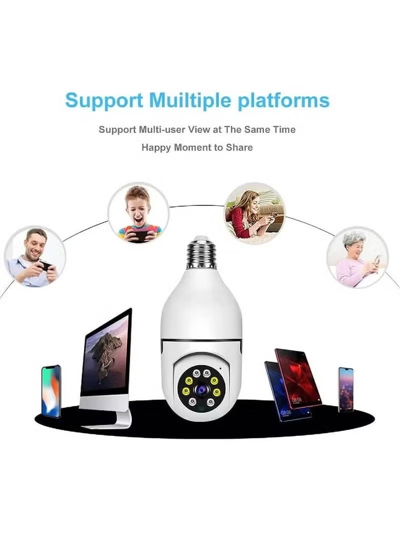 3 PCS Wireless Light Bulb Camera Outdoor 360 Degree WiFi Security Dome Cameras, 1080p Night Vision Bulb Cameras for Home,Support Cloud Storage & SD Card - Image 3