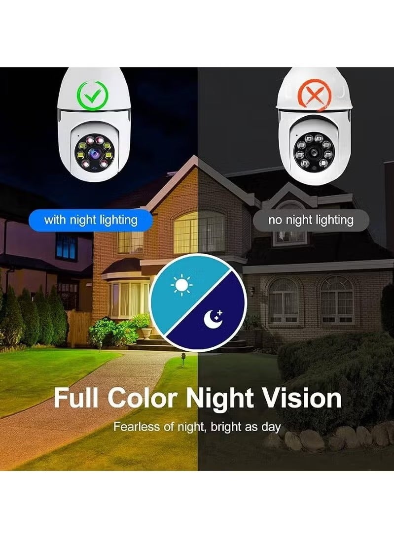 3 PCS Wireless Light Bulb Camera Outdoor 360 Degree WiFi Security Dome Cameras, 1080p Night Vision Bulb Cameras for Home,Support Cloud Storage & SD Card - Image 5