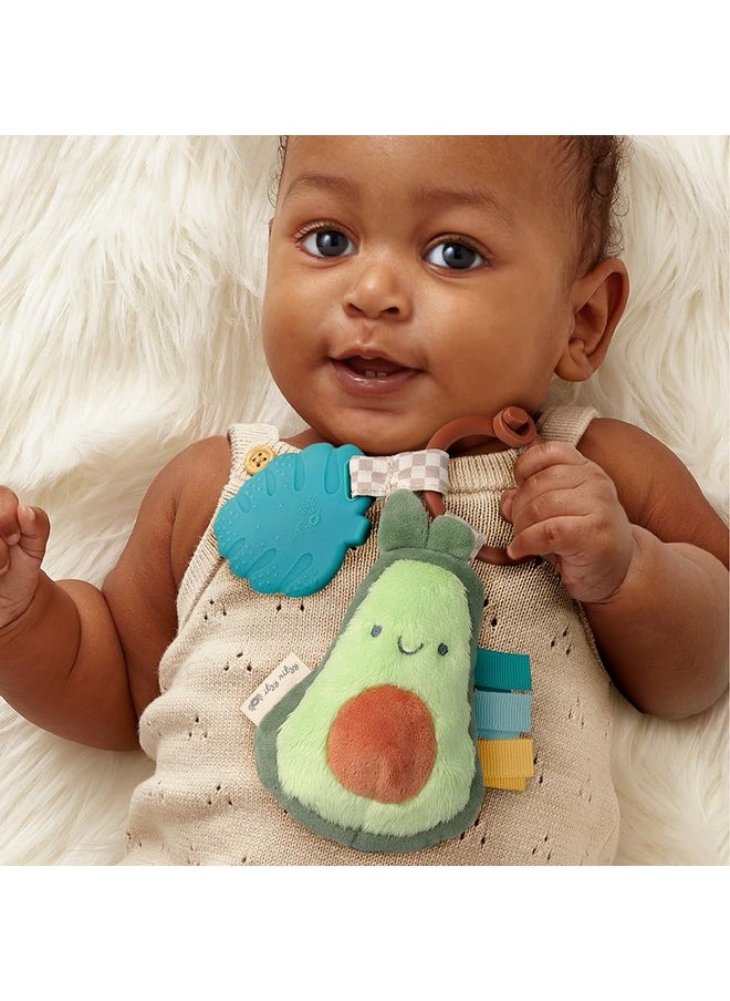 Itzy Ritzy - Infant Toy & Teether - Itzy Pal Baby Teething Toy Includes Lovey, Crinkle Sound, Textured Ribbons & Silicone Teether Toy For Newborn (Avocado) - Image 1