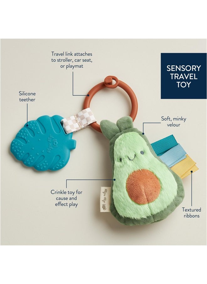 Itzy Ritzy - Infant Toy & Teether - Itzy Pal Baby Teething Toy Includes Lovey, Crinkle Sound, Textured Ribbons & Silicone Teether Toy For Newborn (Avocado) - Image 1
