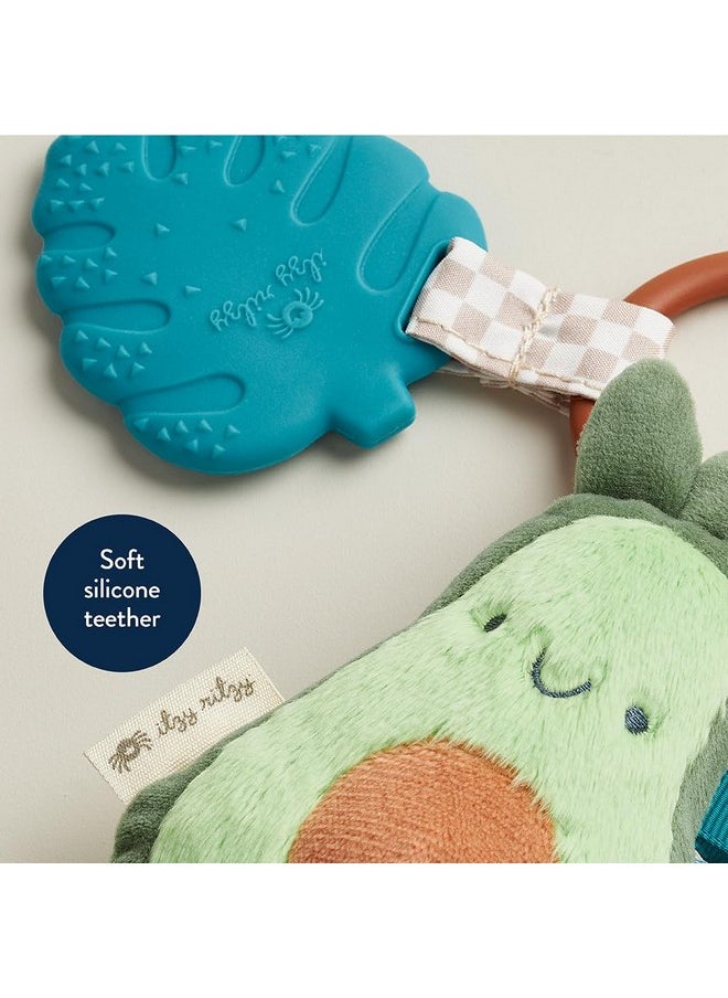 Itzy Ritzy - Infant Toy & Teether - Itzy Pal Baby Teething Toy Includes Lovey, Crinkle Sound, Textured Ribbons & Silicone Teether Toy For Newborn (Avocado) - Image 1