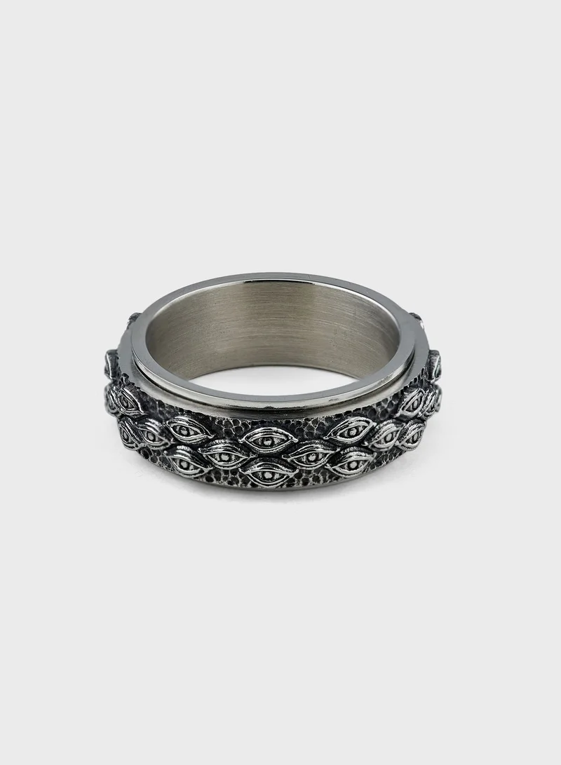 Seventy Five Evil Eye Stainless Steel Statement Ring