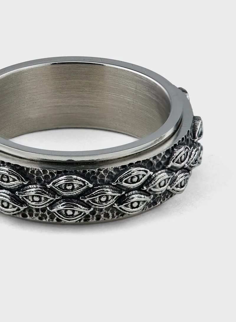 Seventy Five Evil Eye Stainless Steel Statement Ring
