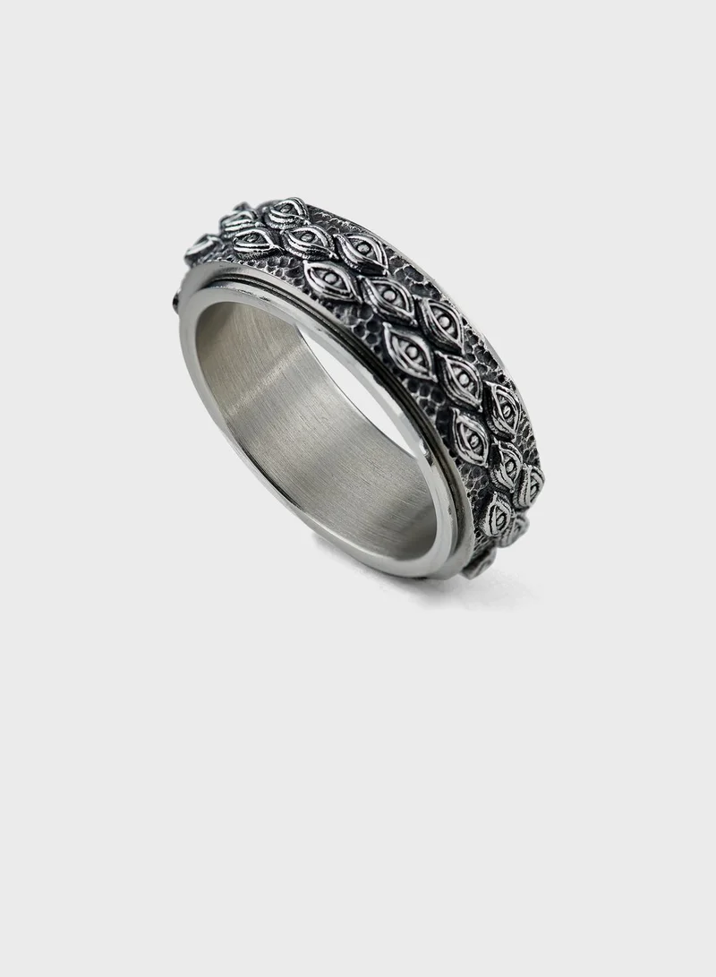 Seventy Five Evil Eye Stainless Steel Statement Ring
