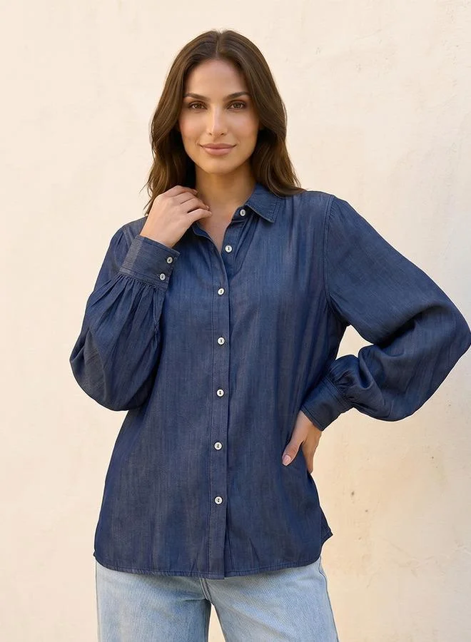 Splash FAV Denim Lyocell Shirt Bishop Sleeves