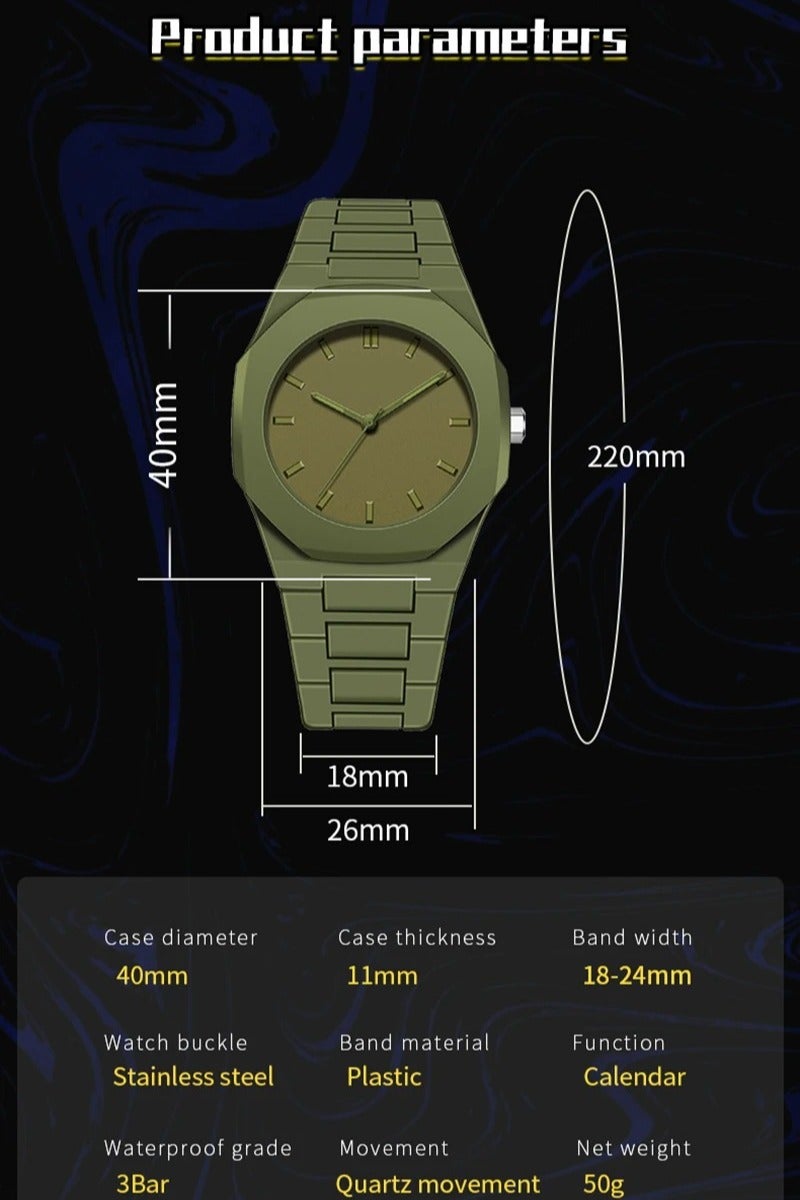 Batoon Arabic Watch, Men's Quartz Watch with Arabic Numerals, Independent Designer Watch, Simple Octagonal Case, 5ATM Water Resistance - Perfect Gift for the Islamic Watch Lover - Image 2