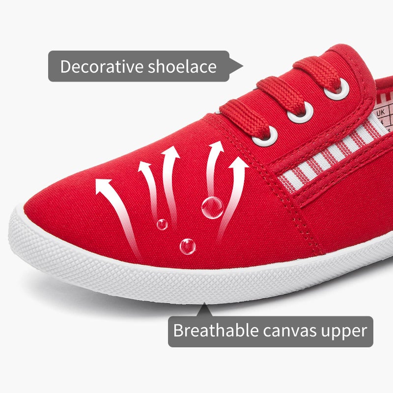 Shupua Womens Canvas Slip on Shoes Casual Low Top Flat Sneakers Tennis Shoes Nursing Loafers(Red.us9) - Image 3