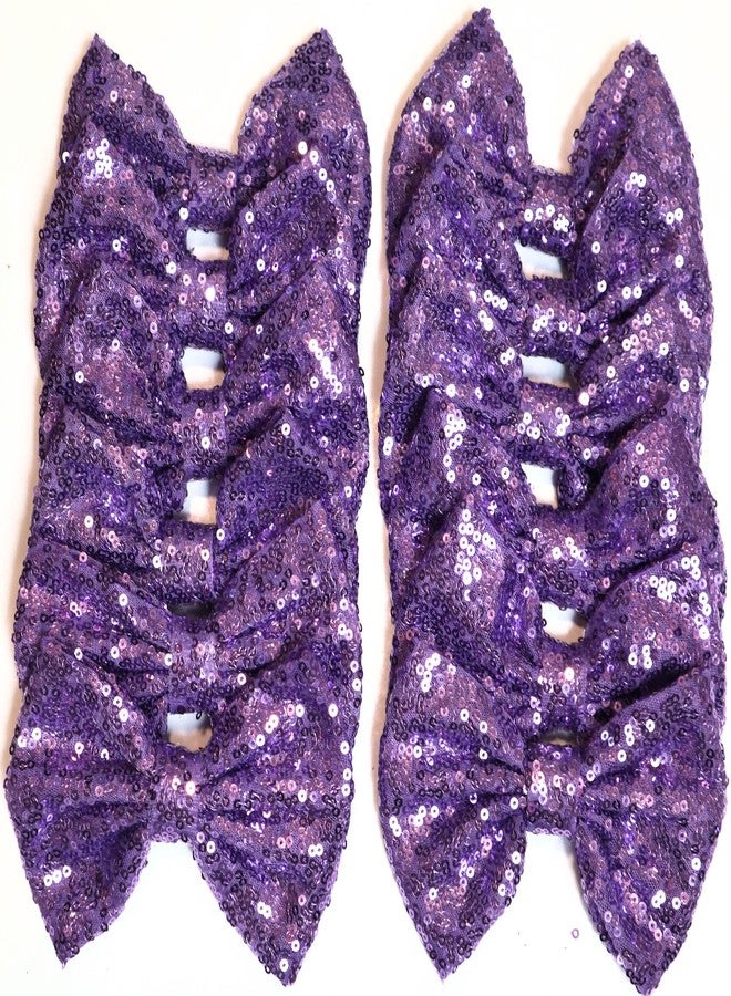 CLGIFT Sequin Hair Bows, Set of 12, 5 Inches Large Glitter Bows - No Clips (Light Purple