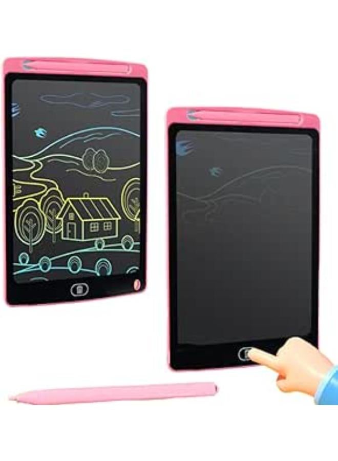 Amuer LCD Writing Tablet Doodle Pad,Portable Erasable Writing Drawing Pad Electronic 10 inch Doodle Board Toddlers Reusable Writing Pad with Lock Key Paintbrush Learning Gift for Boys and Girls-Pink