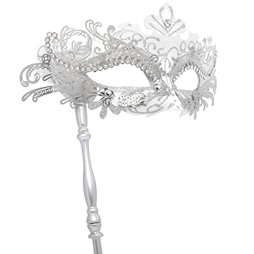 Coddsmz Masquerade Mask with Holding Stick Venetian Halloween Costume Mask Mardi Gras Mask for Womens Party - Image 1