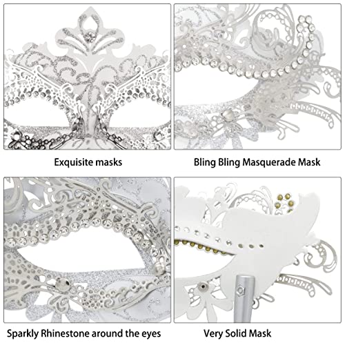 Coddsmz Masquerade Mask with Holding Stick Venetian Halloween Costume Mask Mardi Gras Mask for Womens Party - Image 4