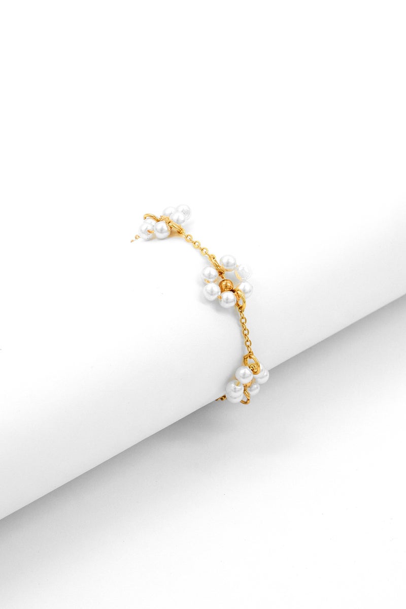 Caracol Women Fashionable Small Beaded Bracelet, Gold  - Image 1