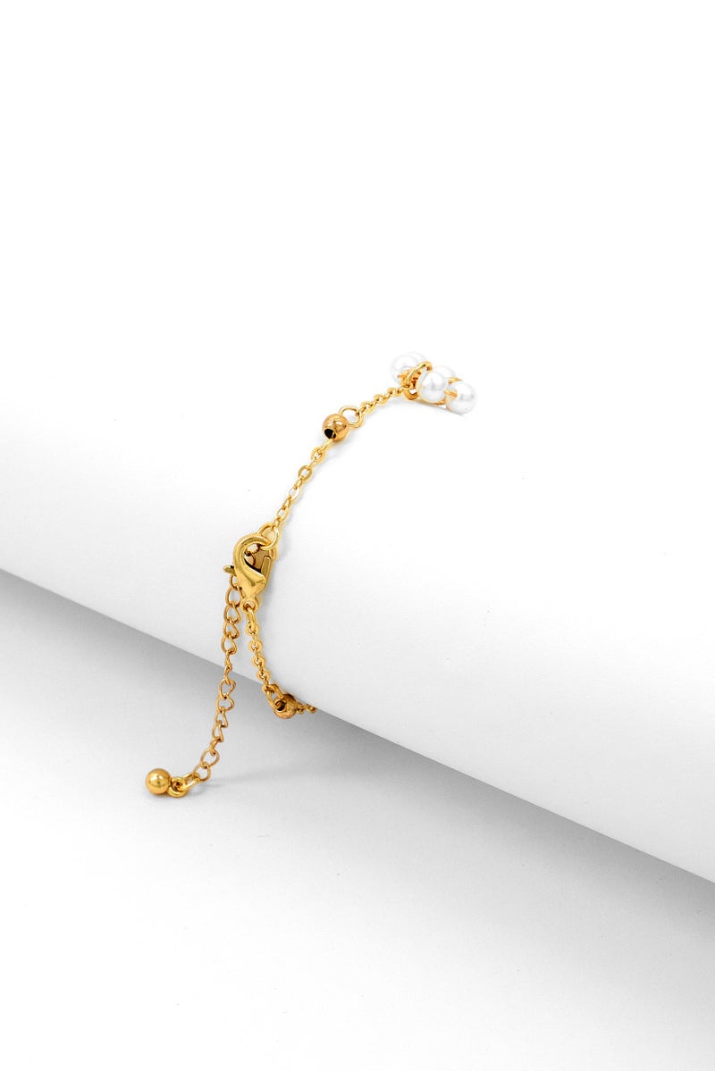 Caracol Women Fashionable Small Beaded Bracelet, Gold  - Image 2