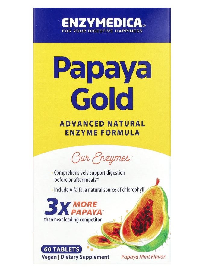 ENZYMEDICA Papaya Gold Papaya Mint 60 Tablets 