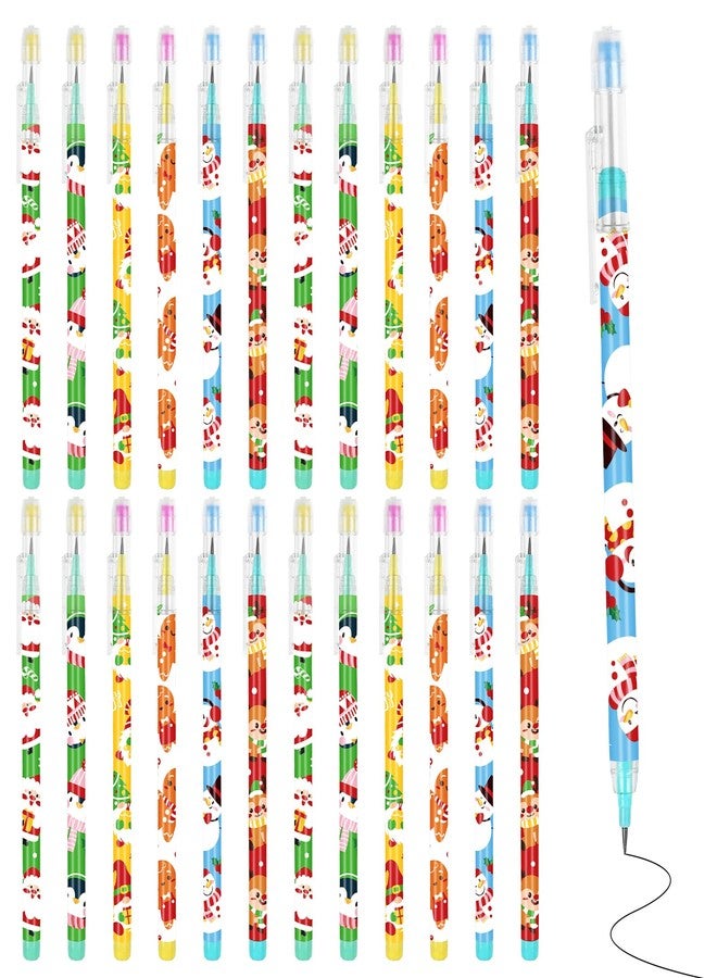 STEFORD 24 Pcs Christmas Stackable Pencils, Xmas Stacking Push Pencils with Eraser Toppers Plastic Non Sharpening Pop Up Pencil - Image 1