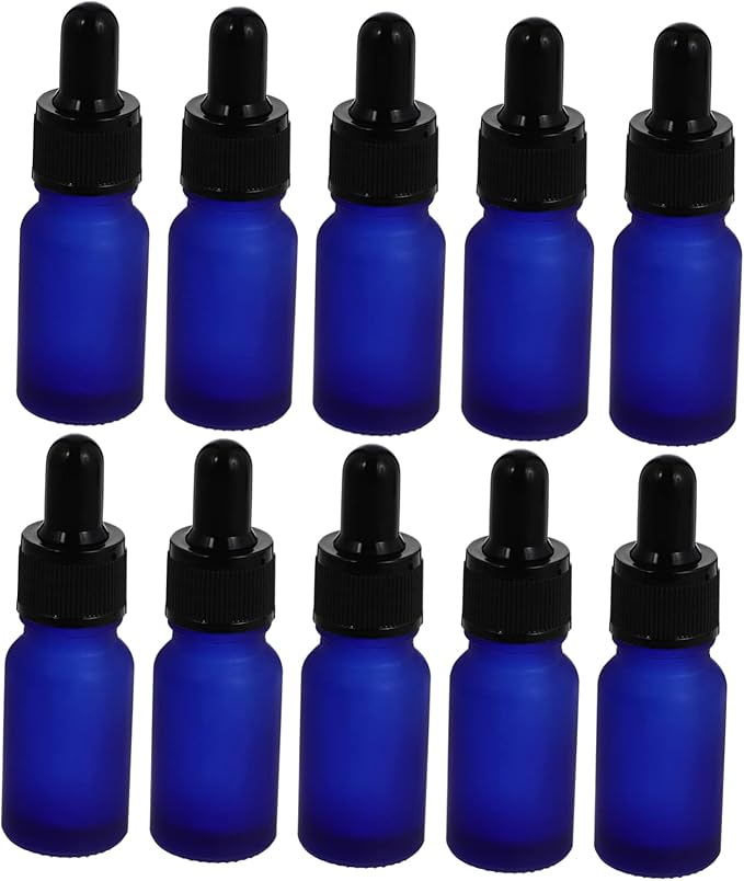 Blue Essential Oil Dropper Bottles 10Pcs Leakproof Glass Travel Bottles 8x2 3cm - Image 1