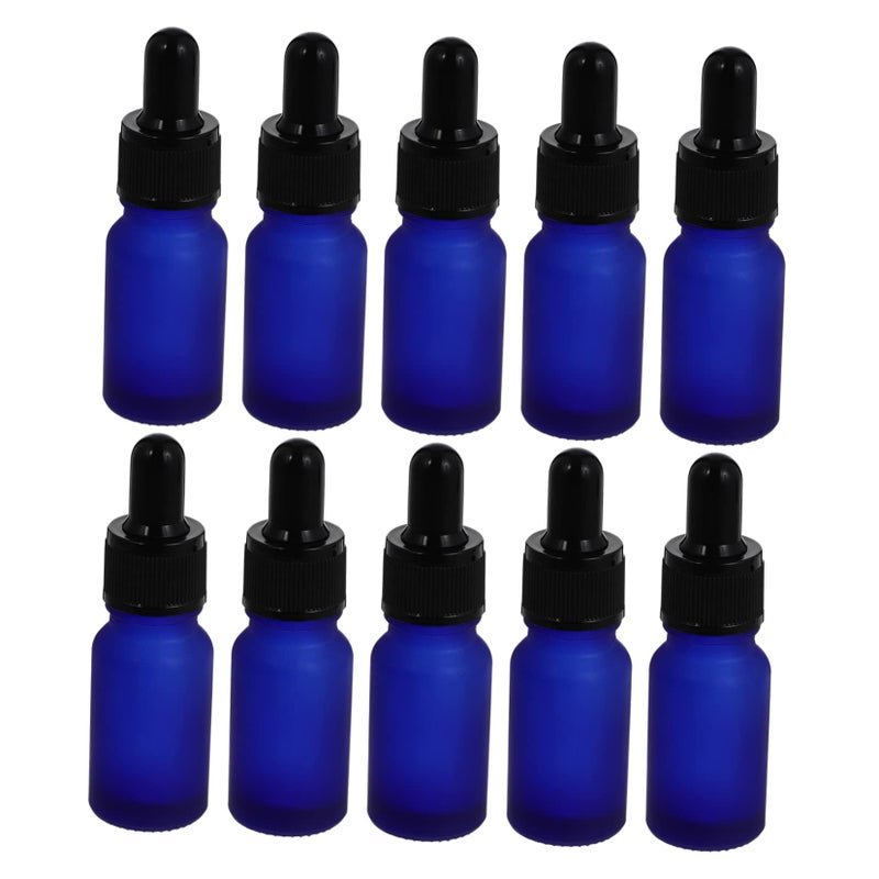 Blue Essential Oil Dropper Bottles 10Pcs Leakproof Glass Travel Bottles 8x2 3cm - Image 2