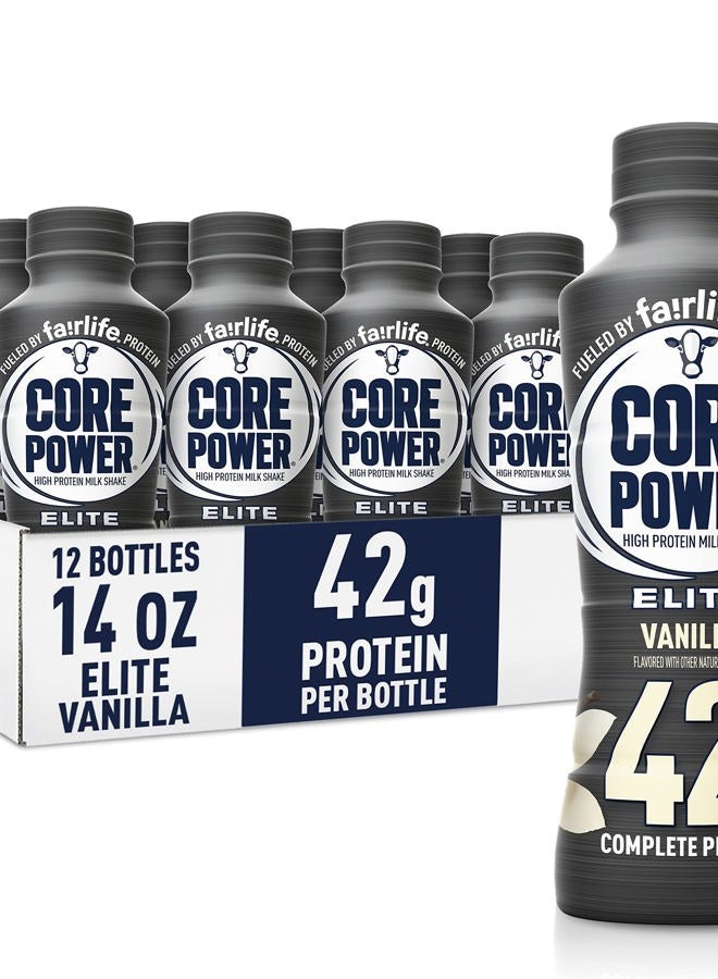 Core Power Elite High Protein Shake, Vanilla, 42g Bottle, 14oz, 12 Pack - Image 1