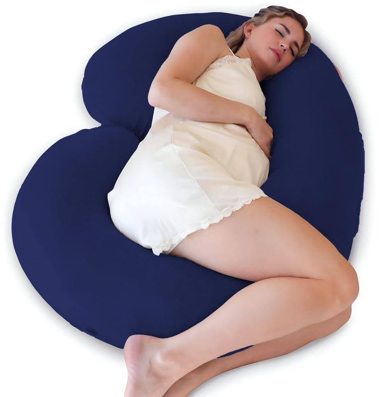 DADDY COOL Full Body C Shape Pregnancy Pillow for Pregnant Women, Maternity Pillow Gift for Pregnancy Sleeping Pillow Pack of 1 Dark Blue - Image 1