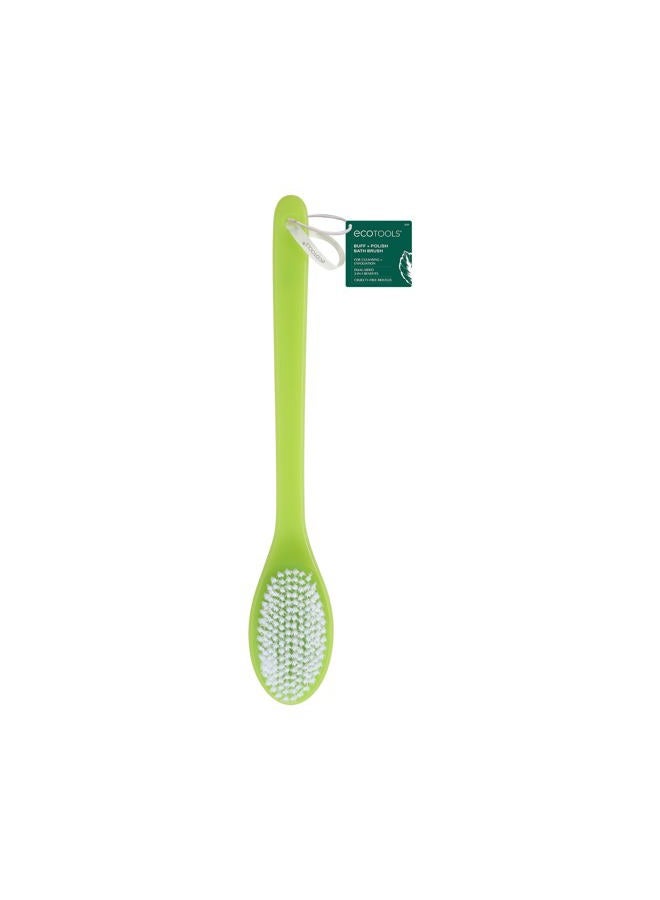 Ecotools Buff + Polish Bath Brush, Long Handle to Cleanse & Exfoliate Back & Hard-to-Reach Areas, Eco Friendly Shower Brush Removes Dead Skin, Cruelty Free Nylon Bristles, Vegan, 1 Count - Image 1