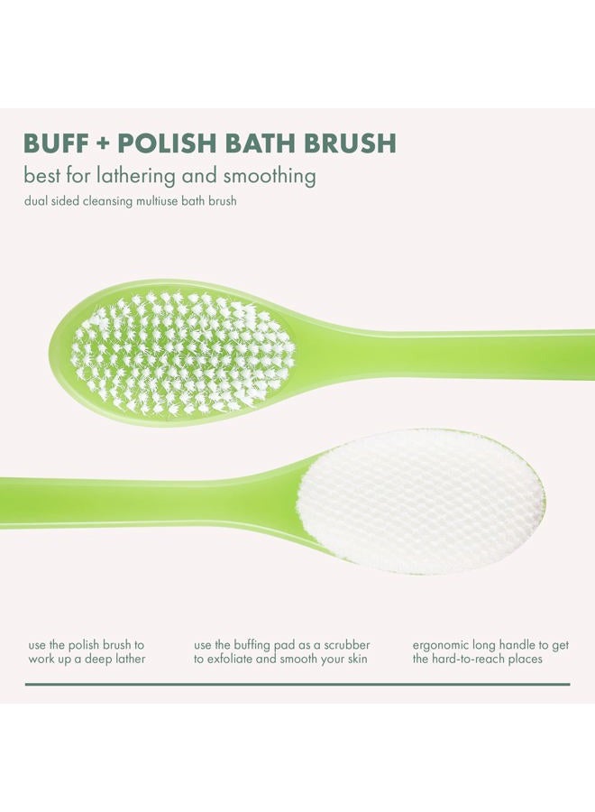 Ecotools Buff + Polish Bath Brush, Long Handle to Cleanse & Exfoliate Back & Hard-to-Reach Areas, Eco Friendly Shower Brush Removes Dead Skin, Cruelty Free Nylon Bristles, Vegan, 1 Count - Image 2