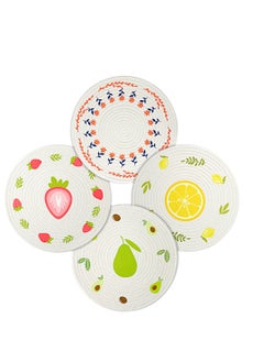 Excefore 4 Pack Flower Pattern Cotton Woven Placemats, Round Woven Cotton Table Mats, Washable Heat Resistant Non Slip Place Mats, Suitable for Home Party Wedding Restaurant (30cm)  - Image 1