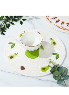 Excefore 4 Pack Flower Pattern Cotton Woven Placemats, Round Woven Cotton Table Mats, Washable Heat Resistant Non Slip Place Mats, Suitable for Home Party Wedding Restaurant (30cm)  - Image 3